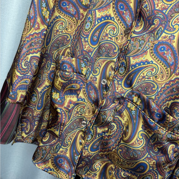 NWT Zara Woman PAISLEY PAJAMA SHIRT ZW COLLECTION Top Blouse Size M Medium - Picture 11 of 11
